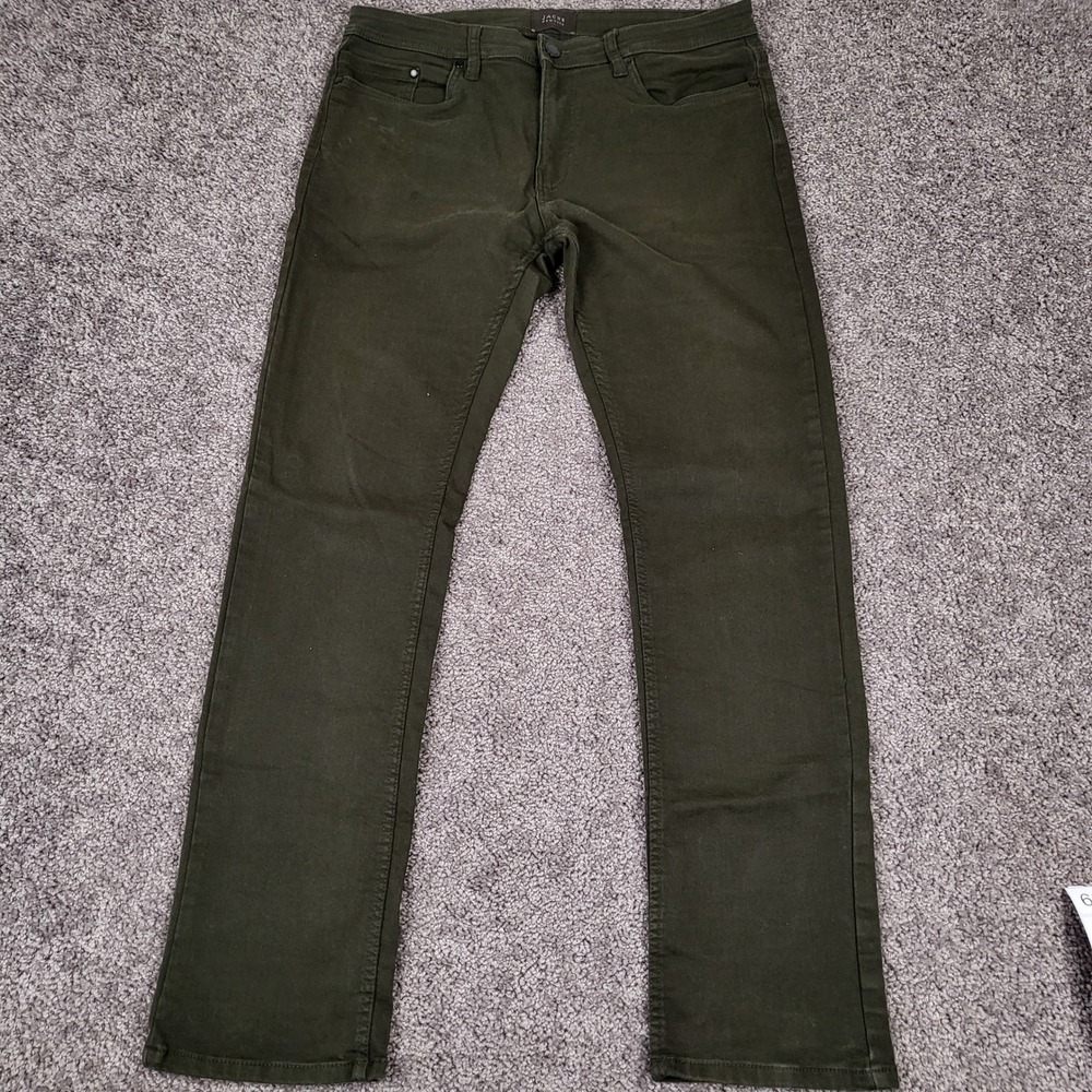 JACHS New York Men's 5-Pocket Stretch Straight Leg Pants Olive Green‎ Size 34x34